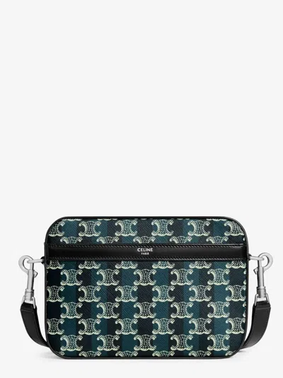 Celine Men Triomphe Canvas Shoulder Bag In Multi