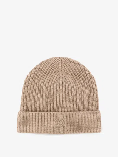 Celine Men Triomphe Cashmere Hat In Brown