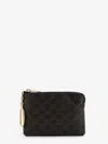 Celine Men Triomphe Coated Canvas Coin Purse In Black