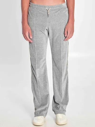 Celine Men Cotton Velvet Jogger Trousers In Gray