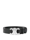 Celine Men Triomphe Large Leather Belt In Black