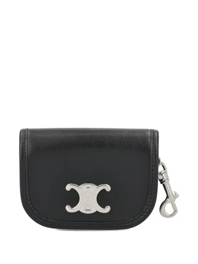 Celine Men Triomphe Leather Keyring In Brown