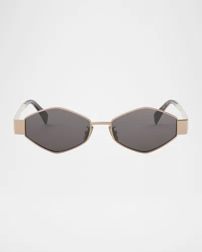 Celine Men's Triomphe Metal And Nylon Oval Sunglasses In Black