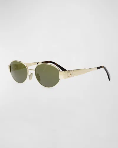 Celine Round Metal Sunglasses In Gold