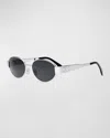 Celine Cl40235u Triomphe Metal 16a Sunglasses In Shiny Palladium Smoke
