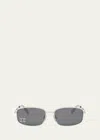 Celine Men's Triomphe Metal Rectangle Sunglasses In Shiny Palladium S