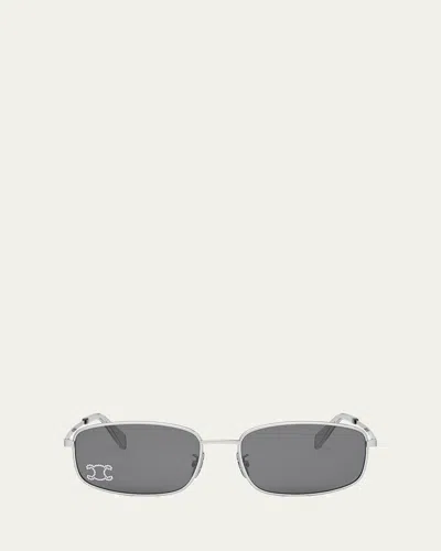 Celine Men's Triomphe Metal Rectangle Sunglasses In Blue