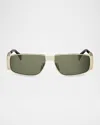 Celine Men's Triomphe Metal Rectangular Sunglasses In Green