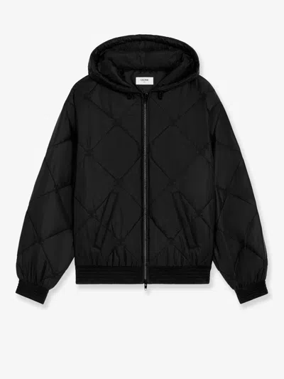 Celine Padded Hooded Jacket With Loose Fit In Black