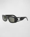 Celine Men's Triomphe Rectangular Acetate Sunglasses In Black