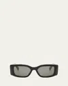Celine Men's Triomphe Rectangular Acetate Sunglasses In Shiny Black Smoke