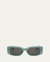 Celine Men's Triomphe Rectangular Acetate Sunglasses In Shiny Light Green