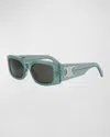 Celine Men's Triomphe Rectangular Acetate Sunglasses In Green