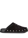 Celine Men Triomphe Suede Leather Slippers In Black