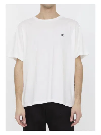 Celine T-shirt With Round Neck And Short Sleeves In White