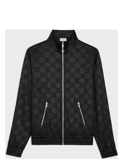 Celine Logo-jacquard Tech-jersey Track Jacket In Black