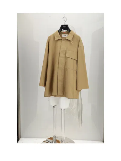 Celine Men Utility Shirt In Burgundy