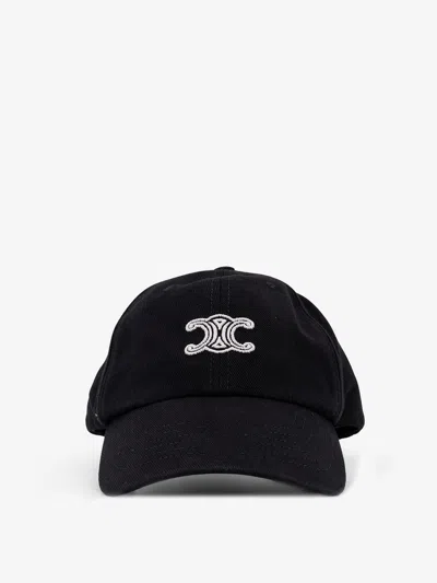 Celine Men Triomphe Cap In Indigo Denim In Black