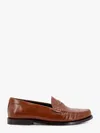 Celine Men Vivienne Leather Loafer With Perforated Triomphe Logo In Brown