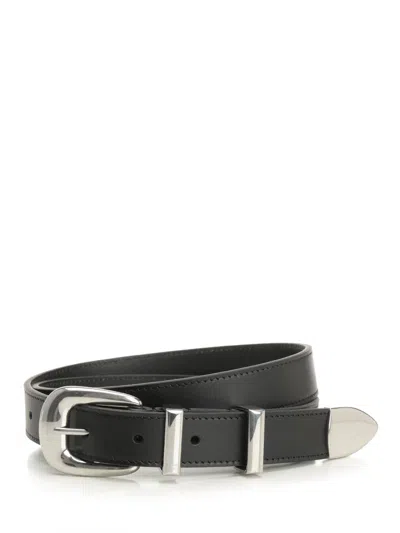 Celine Men Western Leather Belt In Black