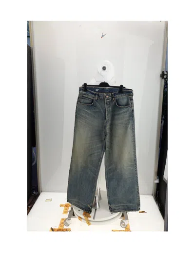 Celine Men Wide Leg Jeans In Blue