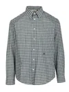 Celine Long Sleeve Checked Shirt Button Down Collar In Green