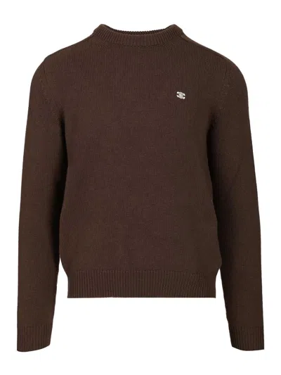 Celine Men Wool And Cashmere Sweater In Brown