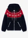 Celine Men Fair Isle Triomphe Brushed Fabric Hooded Jacket In Black