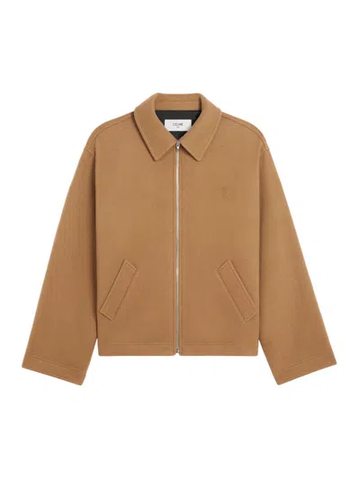 Celine Men Wool Felt Jacket In Brown