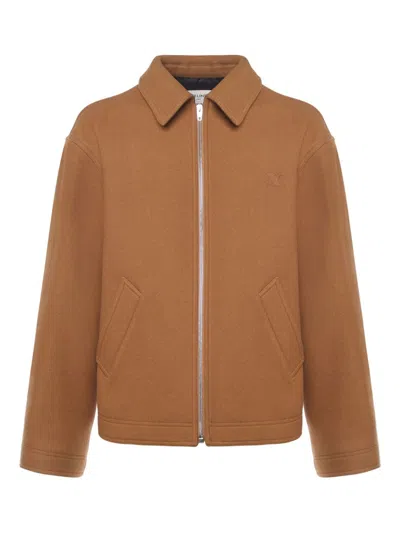 Celine Men Wool Felt Jacket In Brown