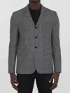 Celine Prince Of Wales Checked Wool Blazer In Gray