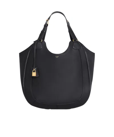 Celine Meo Logo Handbag In Black