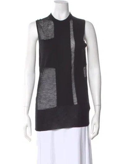 Pre-owned Celine Merino Wool Colorblock Pattern Top In Black
