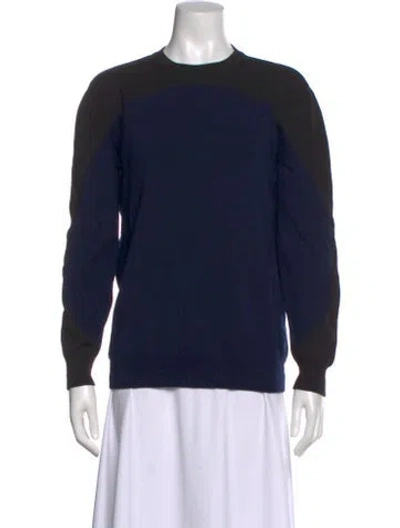 Pre-owned Celine Merino Wool Crew Neck Sweater In Blue