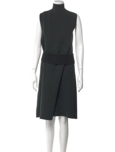 Pre-owned Celine Merino Wool Midi Length Dress In Green