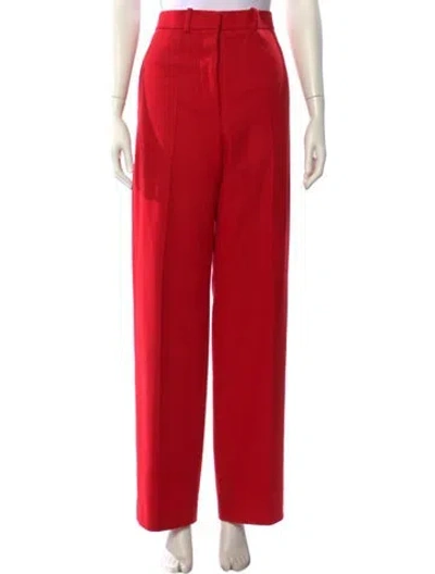 Pre-owned Celine Merino Wool Wide Leg Pants In Red