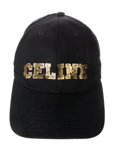 Pre-owned Celine Mesh Baseball Cap In Black