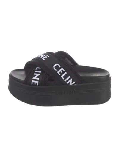 Pre-owned Celine Mesh Graphic Print Slides In Black