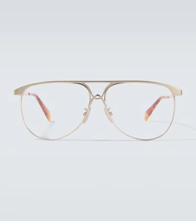 Celine Metal Aviator Glasses In Gold