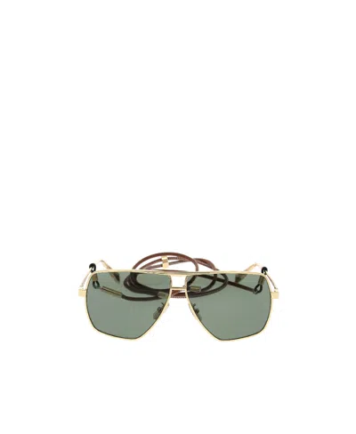 Celine Metal Sensitive Pilot Frame Sunglasses In Green