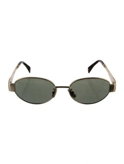 Pre-owned Celine Metal Triomphe 01 Triomphe Sunglasses In Gold