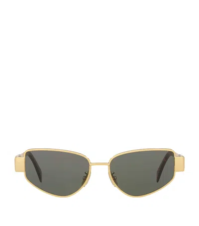 Celine Metal Triomphe Cat Eye Sunglasses In Gold