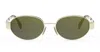 Celine Cl40235u Metal Triomphe 30n Gold Sunglasses In Gold