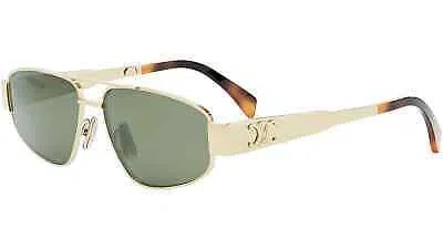 Pre-owned Celine Metal Triomphe Cl40281u-5730n Aviator Shiny Endura Gold In Gray
