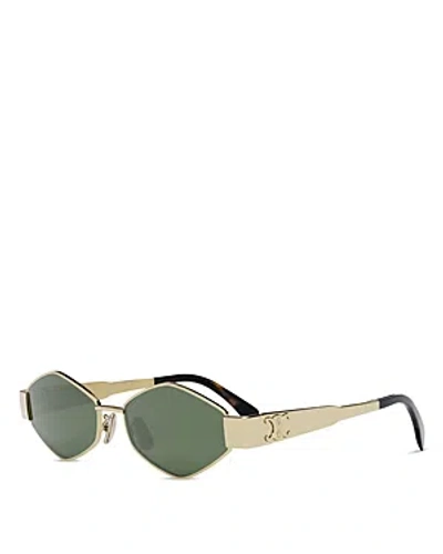 Celine Metal Triomphe Geometric Sunglasses, 54mm In Gold/green Solid