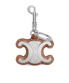 Celine Metal Triomphe Keyring In Metal And Calfskin