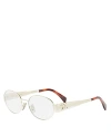 Celine Triomphe Metal Oval Glasses In Silver/white Solid