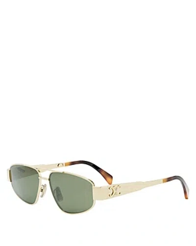 Celine Triomphe Metal Aviator Sunglasses In Gold/green Solid