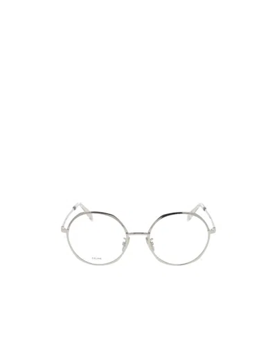 Celine Metallic Round-frame Glasses In White