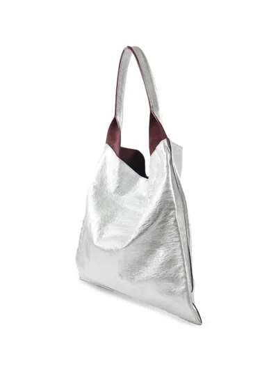 Pre-owned Celine Metallic Tote Bag In Silver